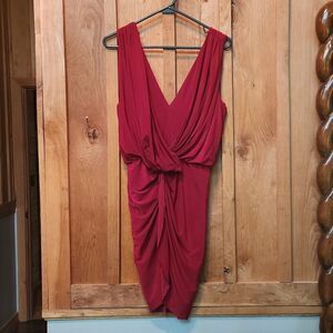 Misa Los Angeles Sleeveless V-Neck Cocktail Holiday Party Mini Dress, XS, Red